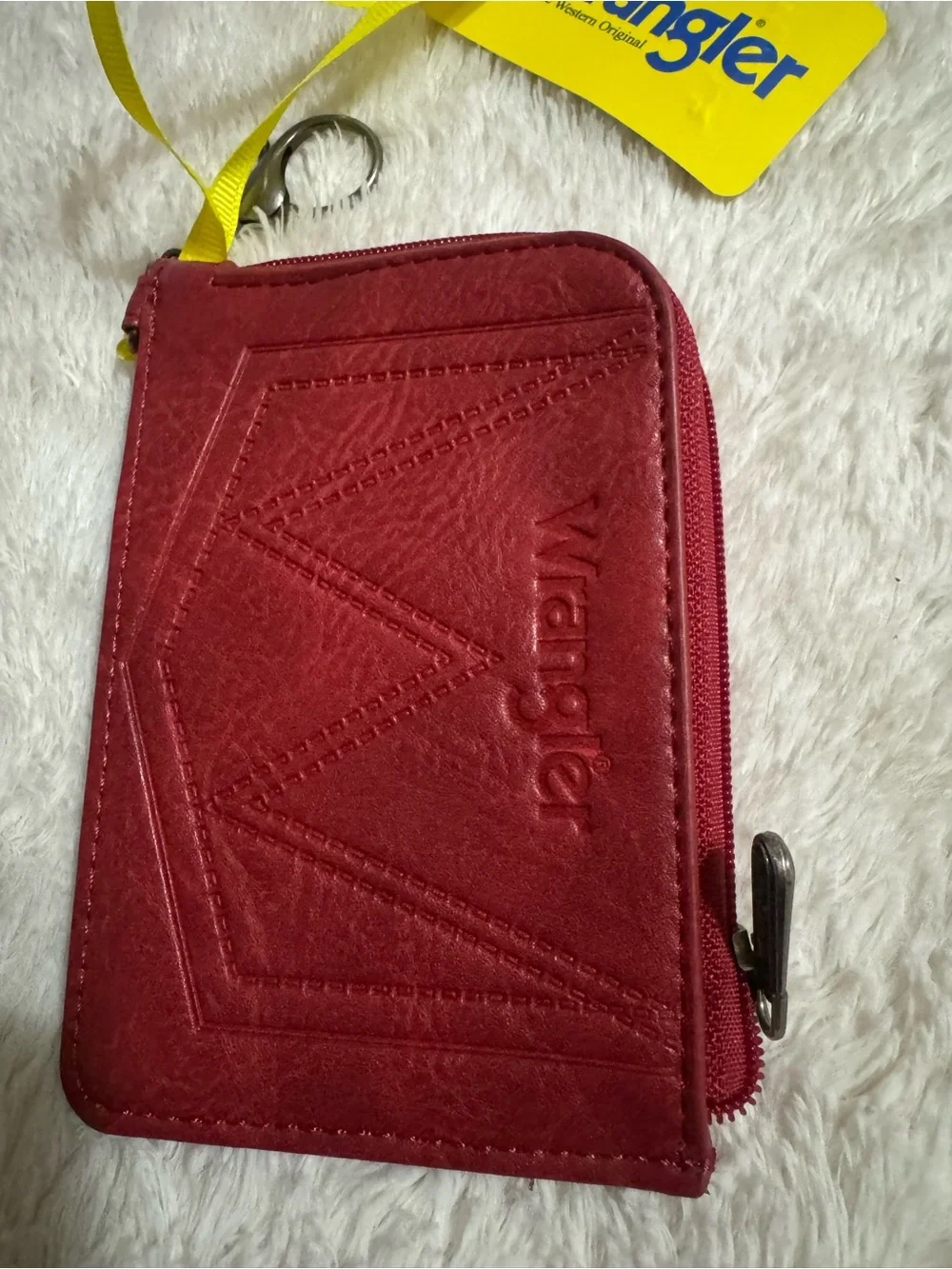 Wrangler Burgundy Leather Card Wallet with Key Clip